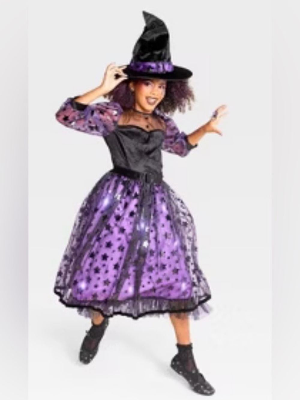 Kids' Light-Up Starlight Witch Halloween Costume Dress size L (12-14)